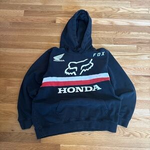 Fox X Honda Black and Red Men's Sweater with White Accents